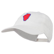 Illinois State Map Embroidered Washed Cotton Cap