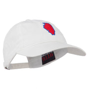 Illinois State Map Embroidered Washed Cotton Cap