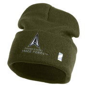 US Space Force with Delta Logo Embroidered 12 Inch Long Beanie - Olive OSFM