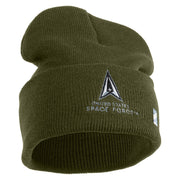 US Space Force with Delta Logo Embroidered 12 Inch Long Beanie - Olive OSFM