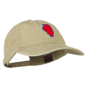 Illinois State Map Embroidered Washed Cotton Cap