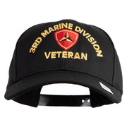 3rd Marine Division Veteran Embroidered 6 Panel Structured Cotton Twill Cap Made in USA - Black OSFM