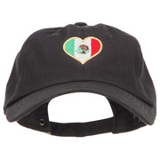 Heart Shape Mexico Flag Embroidered Unstructured Washed Cap