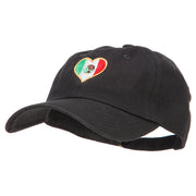 Heart Shape Mexico Flag Embroidered Unstructured Washed Cap