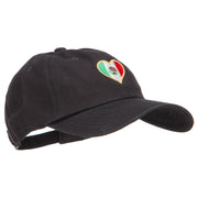 Heart Shape Mexico Flag Embroidered Unstructured Washed Cap