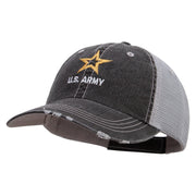 Licensed Star US Army Embroidered Low Profile Special Cotton Mesh Cap - Black OSFM