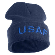 USAF Blue Letter Logo Embroidered 12 Inch Long Beanie - Navy OSFM