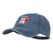 Iowa State Flag Map Embroidered Washed Cap