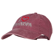 I Love Grandpa Embroidered Washed Cotton Twill Cap