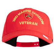 3rd Marine Division Veteran Embroidered 6 Panel Structured Cotton Twill Cap Made in USA - Red OSFM