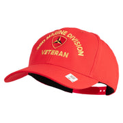 3rd Marine Division Veteran Embroidered 6 Panel Structured Cotton Twill Cap Made in USA - Red OSFM