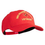 3rd Marine Division Veteran Embroidered 6 Panel Structured Cotton Twill Cap Made in USA - Red OSFM