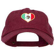 Heart Shape Mexico Flag Embroidered Unstructured Washed Cap