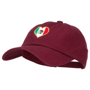 Heart Shape Mexico Flag Embroidered Unstructured Washed Cap