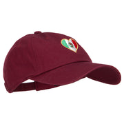 Heart Shape Mexico Flag Embroidered Unstructured Washed Cap