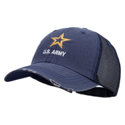 Licensed Star US Army Embroidered Low Profile Special Cotton Mesh Cap - Navy OSFM