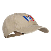 Iowa State Flag Map Embroidered Washed Cap