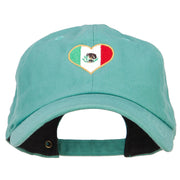 Heart Shape Mexico Flag Embroidered Unstructured Washed Cap