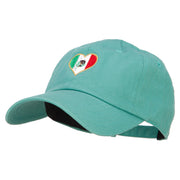 Heart Shape Mexico Flag Embroidered Unstructured Washed Cap