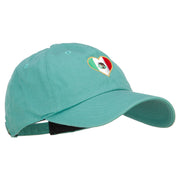 Heart Shape Mexico Flag Embroidered Unstructured Washed Cap