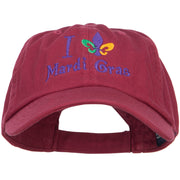 I Love Mardi Gras with Fleur de Lis Embroidered Cotton Cap