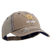 Licensed Star US Army Embroidered Low Profile Special Cotton Mesh Cap - Khaki OSFM