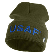 USAF Blue Letter Logo Embroidered 12 Inch Long Beanie - Olive OSFM