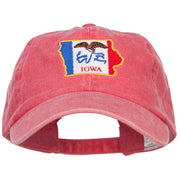 Iowa State Flag Map Embroidered Washed Cap