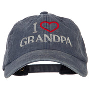 I Love Grandpa Embroidered Washed Cotton Twill Cap