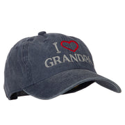 I Love Grandpa Embroidered Washed Cotton Twill Cap