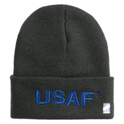 USAF Blue Letter Logo Embroidered 12 Inch Long Beanie - Charcoal OSFM