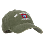 82nd Airborne Retired Embroidered Washed Cotton Twill Cap