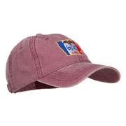 Iowa State Flag Map Embroidered Washed Cap