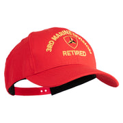 3rd Marine Division Retired Embroidered 6 Panel Structured Cotton Twill Cap Made in USA - Red OSFM