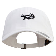 Skunk Embroidered Dad Style Unstructured Low Profile 6 panel Cotton Cap - White OSFM