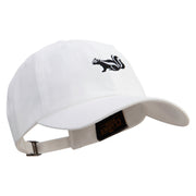 Skunk Embroidered Dad Style Unstructured Low Profile 6 panel Cotton Cap - White OSFM