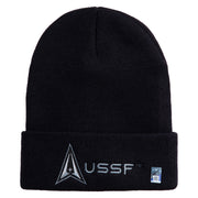 Delta with USSF Logo Embroidered 12 Inch Long Beanie - Black OSFM
