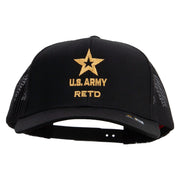 Licensed Star U.S. Army Retired Military Embroidered Solid Cotton Twill Mesh Prostyle Cap - Black OSFM