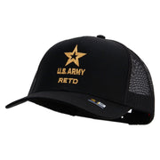 Licensed Star U.S. Army Retired Military Embroidered Solid Cotton Twill Mesh Prostyle Cap - Black OSFM