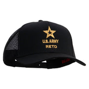 Licensed Star U.S. Army Retired Military Embroidered Solid Cotton Twill Mesh Prostyle Cap - Black OSFM