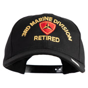 3rd Marine Division Retired Embroidered 6 Panel Structured Cotton Twill Cap Made in USA - Black OSFM