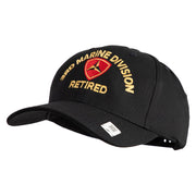 3rd Marine Division Retired Embroidered 6 Panel Structured Cotton Twill Cap Made in USA - Black OSFM