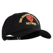 3rd Marine Division Retired Embroidered 6 Panel Structured Cotton Twill Cap Made in USA - Black OSFM