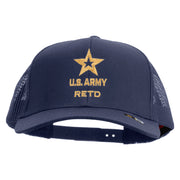 Licensed Star U.S. Army Retired Military Embroidered Solid Cotton Twill Mesh Prostyle Cap - Navy OSFM