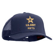 Licensed Star U.S. Army Retired Military Embroidered Solid Cotton Twill Mesh Prostyle Cap - Navy OSFM
