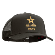 Licensed Star U.S. Army Retired Military Embroidered Solid Cotton Twill Mesh Prostyle Cap - Charcoal OSFM