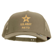 Licensed Star U.S. Army Retired Military Embroidered Solid Cotton Twill Mesh Prostyle Cap - Khaki OSFM
