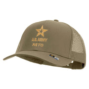 Licensed Star U.S. Army Retired Military Embroidered Solid Cotton Twill Mesh Prostyle Cap - Khaki OSFM