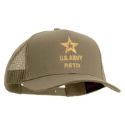 Licensed Star U.S. Army Retired Military Embroidered Solid Cotton Twill Mesh Prostyle Cap - Khaki OSFM