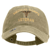 Licensed Medical Corps Veteran Embroidered Washed Solid Pigment Dyed Cotton Twill Brass Buckle Cap - Khaki OSFM